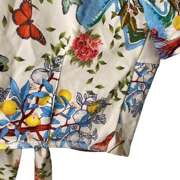 We Are Hah Free People All Tied Up Reversible Lemon Print Swim Top Tie Front - Picture 7 of 14